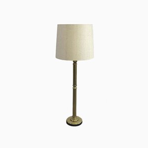Brass Floor Lamp with Fabric Shade, 1960s