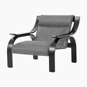 Grey Fabric Woodline Armchair by Marco Zanuso for Cassina