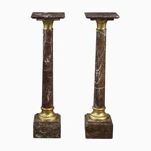 Colonnes en Marbre et Bronze Doré, Set de 2