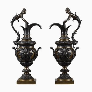 Decorative Bronze Ewers in the Renaissance Style, Set of 2