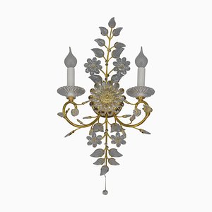 German Floral Wall Sconce in Crystal and Brass by Palwa for Palme & Walter, 1960s