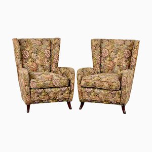 Mid-Century Italian Wool and Wood Armchairs by Paolo Buffa, 1950s, Set of 2