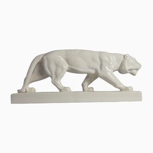 Art Deco Panther Sculpture in Ceramic by Emaux De Louviere