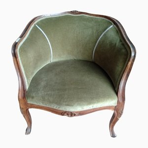 Upholstered Armchairs With Green Velvet, Set of 2