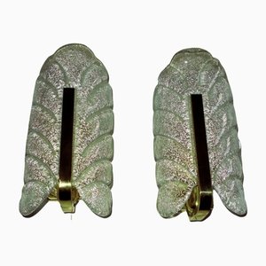 Mid-Century Brass & Glass Sconces by Carl Fagerlund for Orrefors, Set of 2