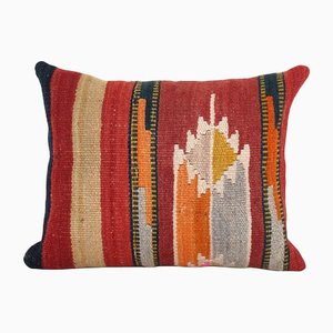 Taie d'Oreiller Lombaire Kilim Anatolien Rouge Vintage