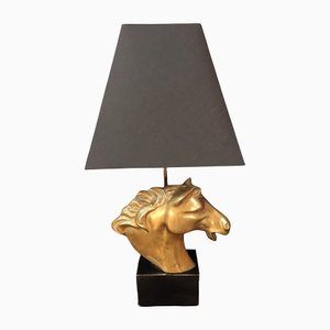 Lampada a forma di testa di cavallo in bronzo dorato, anni '70