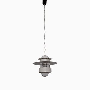Lámpara de techo danesa vintage de metal lacado en blanco de Louis Poulsen, años 70