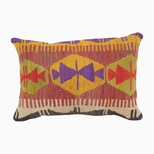 Embroidered Turkish Pastel Kilim Accent Cushion Cover in Wool