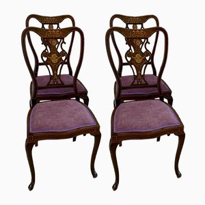 Victorian Marquetry Inlaid Chairs, Set of 4