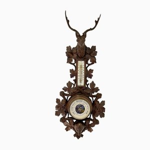 Black Forest Carved Walnut Barometer