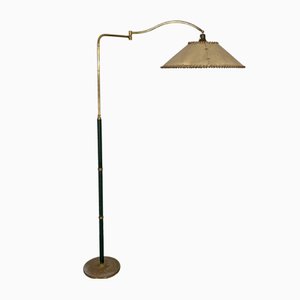 Vintage Brass and Leather Floor Lamp from Arredoluce Monza, 1940s