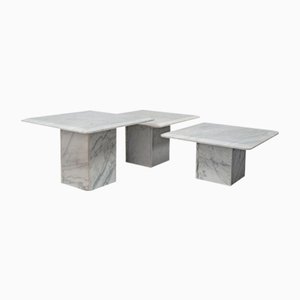 Tavolini da caffè in marmo di Carrara, anni '60, set di 3