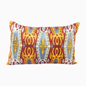 Housse de Coussin Lombaire Ikat en Velours et Soie