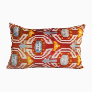 Red Velvet & Silk Ikat Cushion Cover