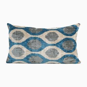 Federa Ikat in seta blu e velluto