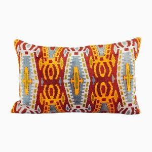 Ikat Velvet & Silk Lumbar Cushion Cover