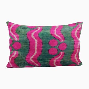 Pink Silk & Velvet Ikat Cushion Cover
