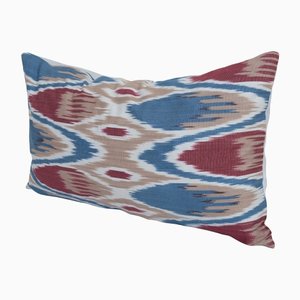 Cotton Zippered Ikat Lumbar Cushion Cover