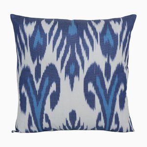 Uzbek Ikat Fabric Cushion Cover in Blue