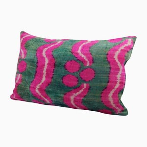 Pink Ikat Velvet & Silk Cushion Cover