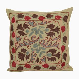 Samarkand Uzbek Suzani Kilim Cushion Cover, 1960s