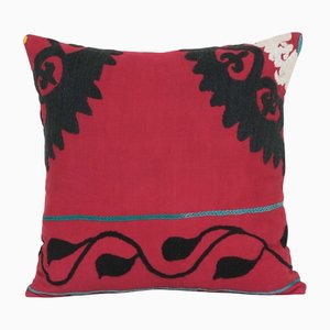 Samarkand Uzbek Red Textile Cushion Cover Made from a 19th Century Suzani