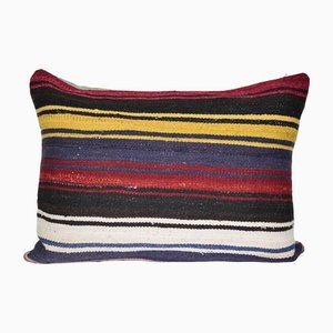 Funda de cojín lumbar Kilim a rayas turcas