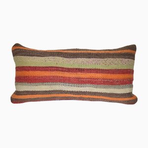 Turkish Handwoven Wool Kilim Lumbar Cushion Cover