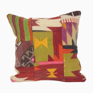Oversize Hand-Embroidered Kurdish Patchwork Rug Cushion Cover