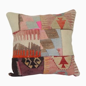 Oversize Hand-Embroidered Patchwork Kurdish Rug Cushion Cover