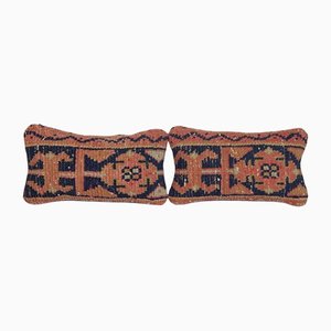 Small Rustic Wool Rug Cushion Covers, Set of 2