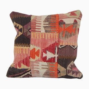 Oversize Patchwork Hand-Embroidered Kurdish Rug Cushion Cover