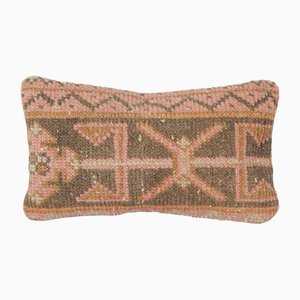 Turkish Oushak Rug Lumbar Cushion Cover in Copper Wool, Mid-20th Century