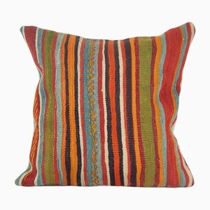 Turkish Striped Wool Kilim Rug Cushion Cover