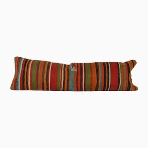 Turkish Striped Pastel Kilim Lumbar Cushion Cover in Wool