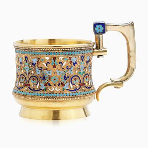 Kaiserlicher russischer Teeglashalter aus massivem Silber-Vergoldung, 19. Jh., 1880er