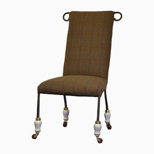 Silla auxiliar de acero y tweed, siglo XIX