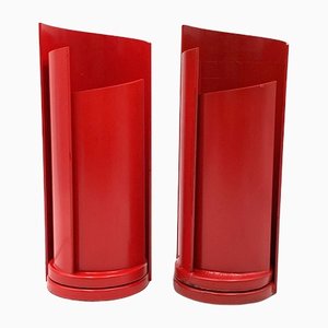 Bright Red Eclipse Table Lamps from Candle, Italy, 1970s, Set of 2