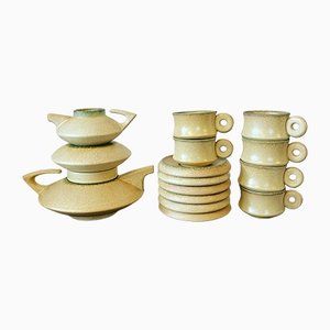 Mid-Century Modern Italian Modernist Stackable Tea Set in Ceramic from SC3, 1970s, Set of 9