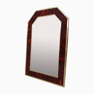 Vintage Mirror in Wood and Brass, 1940s
