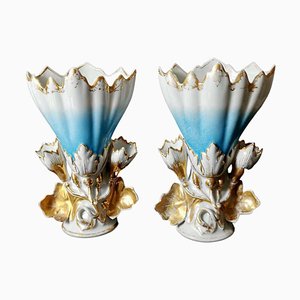 French Porcelain De Paris Wedding Vases for Church, Set of 2