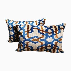 Handmade Ikat Fabric Pillows, Uzbekistan, Set of 2