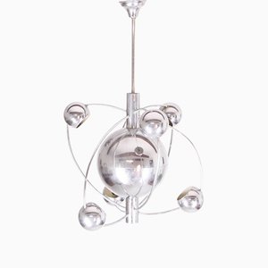 Lámpara de araña Sputnik de metal cromado de Goffredo Reggiani, años 70