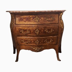 French Louis XV Bombe Chest of Drawers with Marble Top