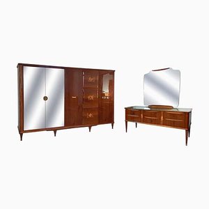 Mid-Century Italian Inlaid Chest of Drawers and Armoire by Paolo Buffa, 1950s, Set of 2