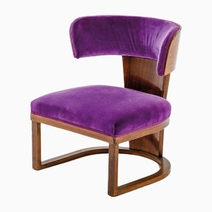 Art Deco Italian Purple Velvet Armchair by Ernesto Lapadula