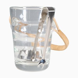Ice Bucket in Glass and Cane from Holmegaard, 1960s