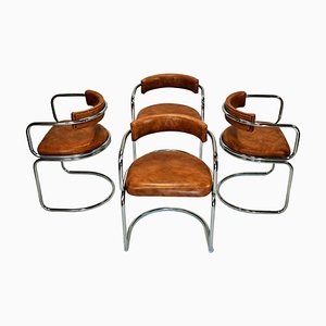 Chrome Dining Chairs in the Style of Gastone Rinaldi, 1980s, Set of 4