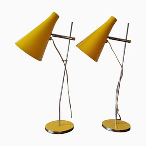 Lámparas de mesa Mid-Century amarillas de Josef Hurka para Lidokov, años 60. Juego de 2